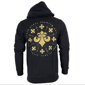 Affliction Men's Long Sleeve Hoodie Zip Up BEHOLD Biker Black $88